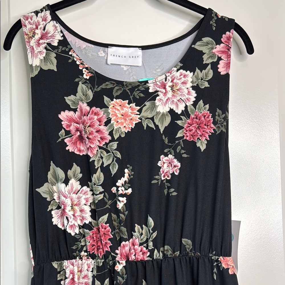 French Grey Evalynn Brushed Knit Floral Sleeveless Dress Size LP - Picture 3 of 5